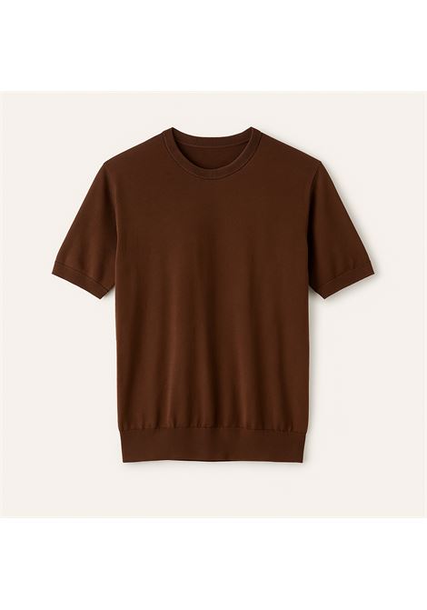 Alpha Studio AU-1020C crepe cotton, urban fit, dark brown sweater: understated, versatile and with attention to detail. ALPHA STUDIO |  | AU-1020C1013